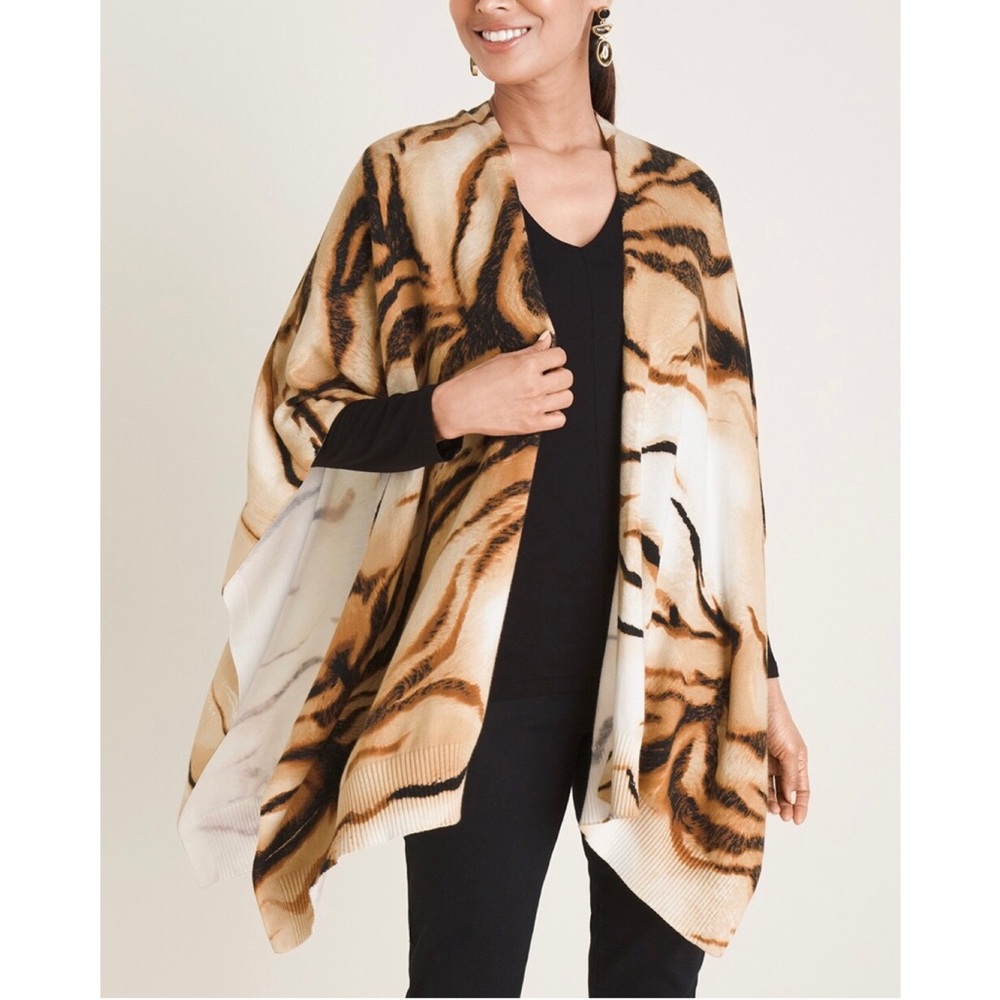 Chico’s Tiger print Ruana wrap